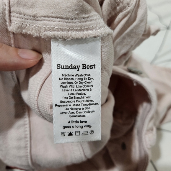 Aritzia Sunday Best Pink Denim Shorts With Raw Hem Size 28 - Picture 7 of 8